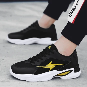 

New Running Shoes for Men Jogging Sneakers for Men Air Sole Breathable Leather Lace-up Outdoor Training Fitness Sport Shoes