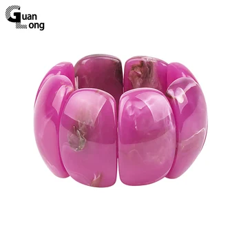 

GuanLong Fashion Personality Big Chunky Resin Charm Stretch Bracelets Jewelry 2018 New Collections Bijoux