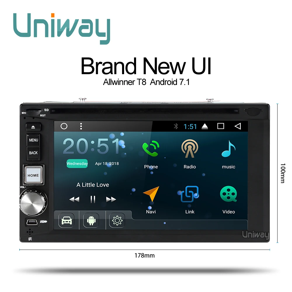 Автомобильный dvd плеер Uniway TDD6271 android 7 1 для nissan qashqai x trail almera note juke универсальный
