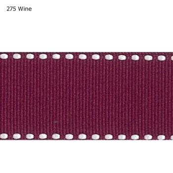 

1" inch 25mm white saddle stitched Wine grosgrain ribbon