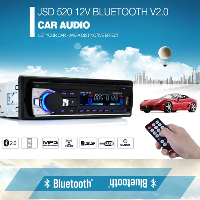 Prix pour Voiture Stéréo JSD520 Bluetooth V2.0 12 V Au tableau de bord 1 Din FM De Voiture Radio ISO puissance Entrée Aux Récepteur SD USB MP3 MMC WMA Autoradio Lecteur Prix pour Voiture Stéréo JSD520 Bluetooth V2.0 12 V Au tableau de bord 1 Din FM De Voiture Radio ISO puissance Entrée Aux Récepteur SD USB MP3 MMC WMA Autoradio Lecteur
