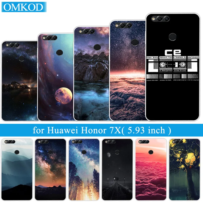 Силиконовые чехлы для Huawei Honor 7X 5 93 дюймов 7X7 X черный матовый чехол телефона DIY 7x