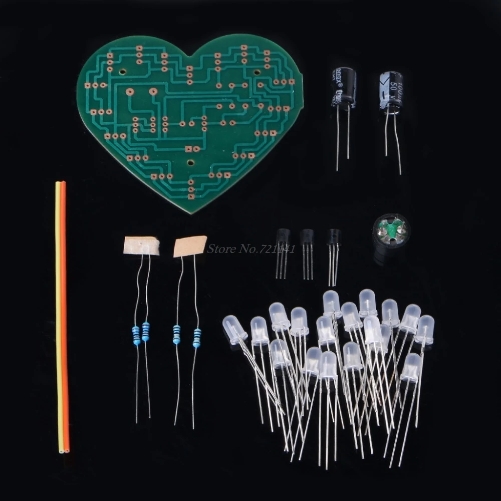

Heart Shaped Red Blue LED Music Flashing Kits Red Green Dual Color Birthday Gift DIY Kit Flashing Light DIY Kit