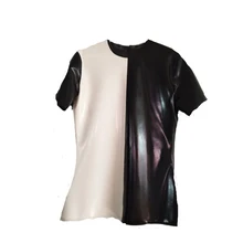 Латекс с короткими рукавами мужской белый и черный классный красивый топ размер XXS-XXL