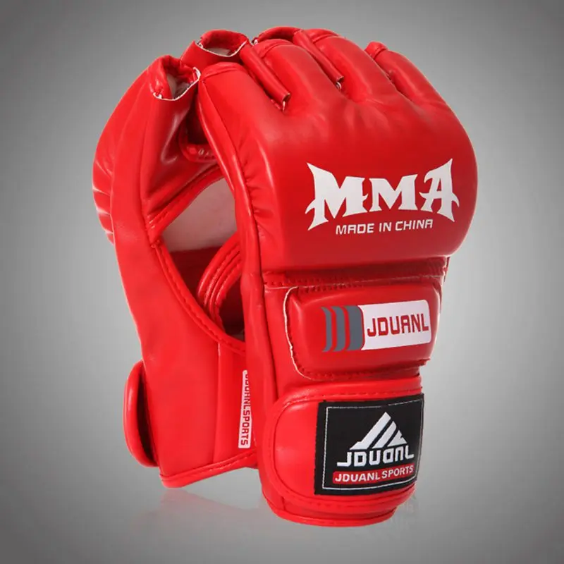 PU Leather Half Finger Sanda Boxing Gloves Ventilation Durable for