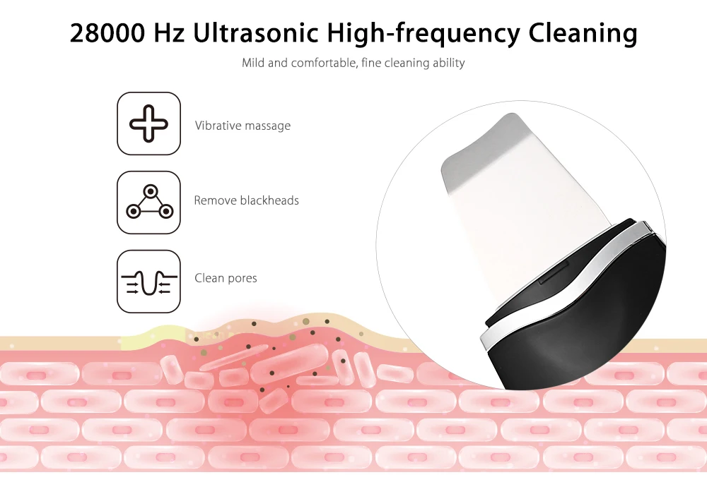 Purificador da Pele do Rosto Recarregável Ultrasonic Limpador Facial Peeling Ferramentas Vibração Remoção Cravo Esfoliante Poros Mais Limpo Mod. 1210932 11 Utensílios de cuidado facial