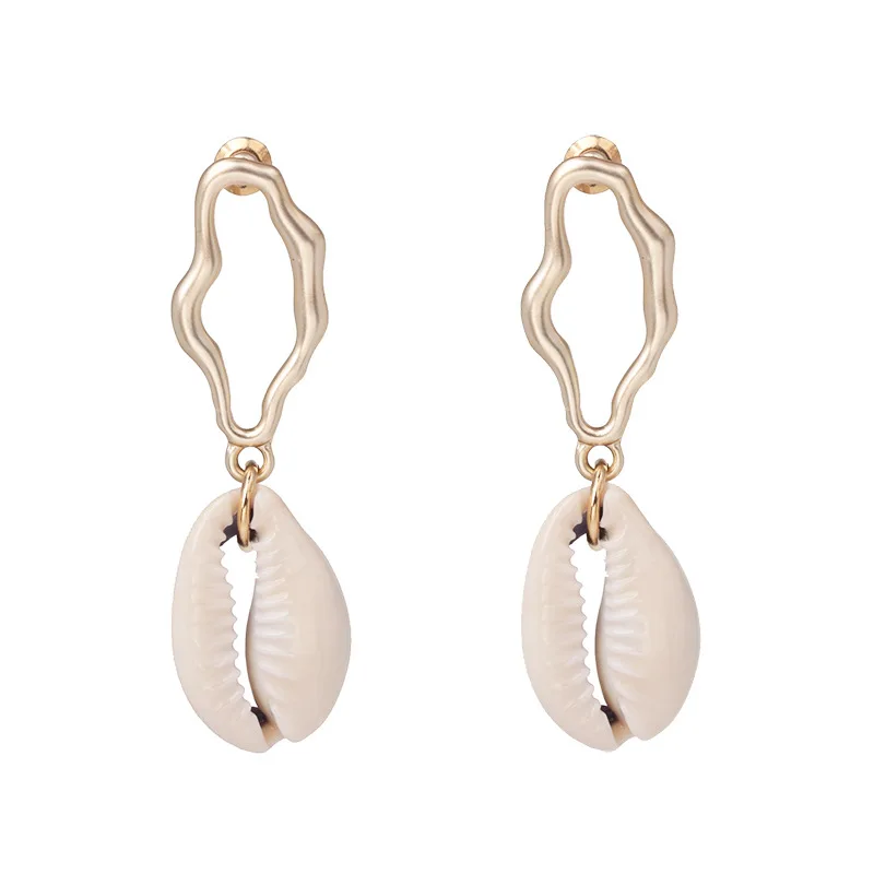

New Double Layer Irregular Shape Shell Dangle Earrings for Women Bohemia Sea Shell Charm Dangle Earings Fashion Jewelry 2019