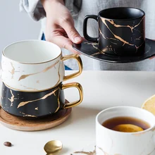 Керамическая Золотая чашка в скандинавском стиле, Офисная чашка с кофейной чашкой, домашний креативный подарок
