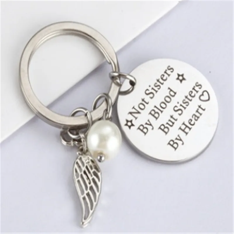 Lcherry Angel wings с жемчугом, модная цепочка для ключей, гравированный из нержавеющей стали, Подарочная цепочка для ключей, новое поступление