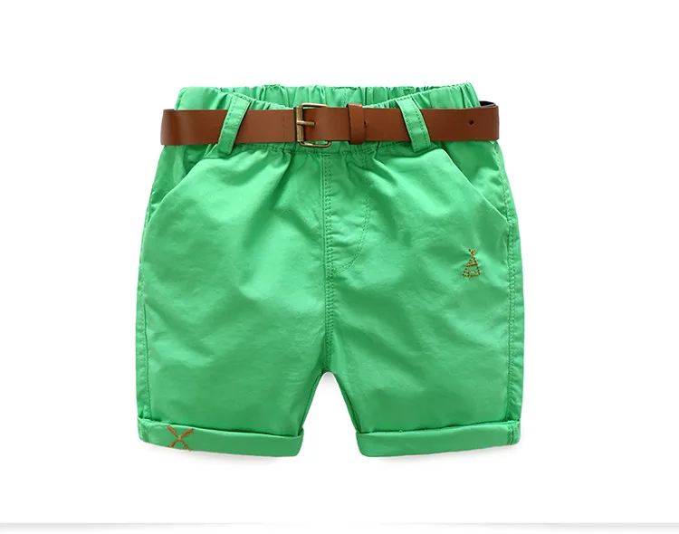 2018 Summer Kids Loose Navy Blue Khaki Blue Green Solid Color Children'S Running Sport Boy Shorts Kids With Belt 100-140Cm (4)
