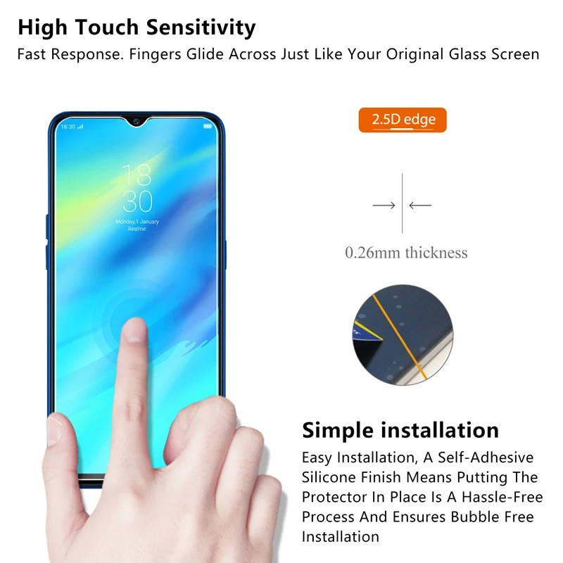 2 шт./партия 2.5D 0 26 мм 9H Премиум Закаленное стекло для Oppo Realme Pro Защитная пленка