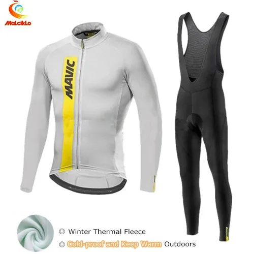 Высокое качество Pro Ткань Mavic Зима Велоспорт Джерси Ropa Ciclismo Invierno флисовая одежда для велоспорта Одежда для велоспорта спортивная одежда - Цвет: Jersey and BIB Pants