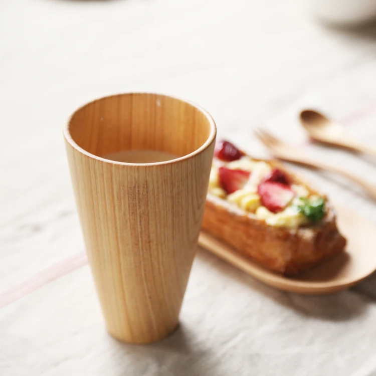 

Brif Wood Mugs Japanese Style Handmade Heat Protection Wooden Cups For Kids Or Parents