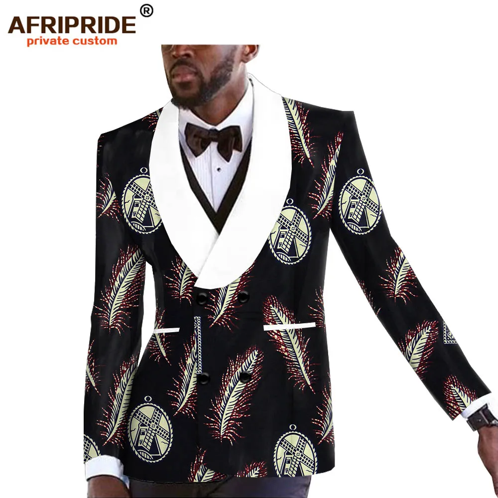 

2019 spring african print suit jacket for men AFRIPRIDE bazin richi full sleeve single breasted men's cotton jacket A1914001