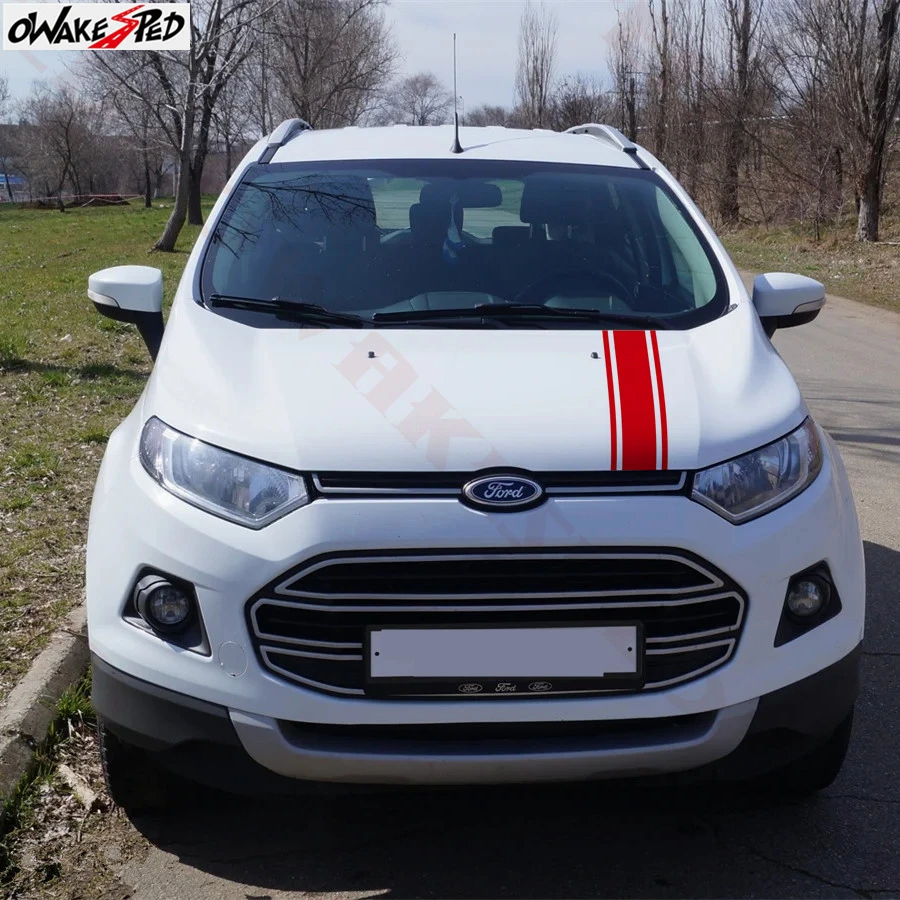 

Car Bonnet Stripes Front Hood Stickers Auto Engine Cover Decor Decals Racing Sport Styling For Ford Focus Ecosport C-MAX S-max
