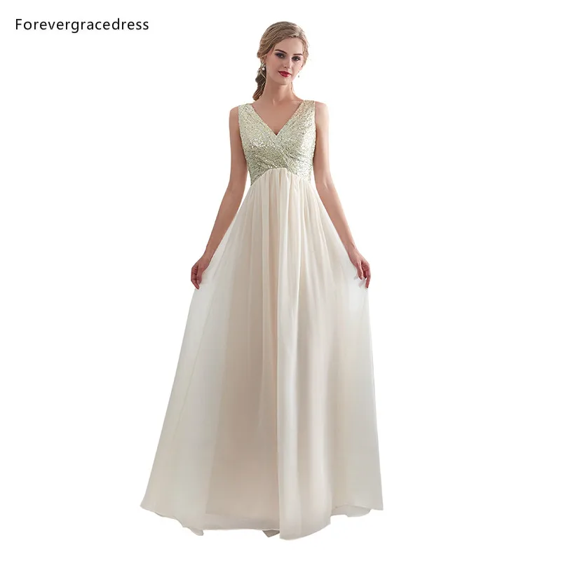 PICTURE COLOR Forevergracedress выпускное платье цвета шампанского высокое качество V образным вырезом с открытой спинкой без рукавов вечернее Вечерние платья большого размера индивидуальный заказ - Цвет: PICTURE COLOR