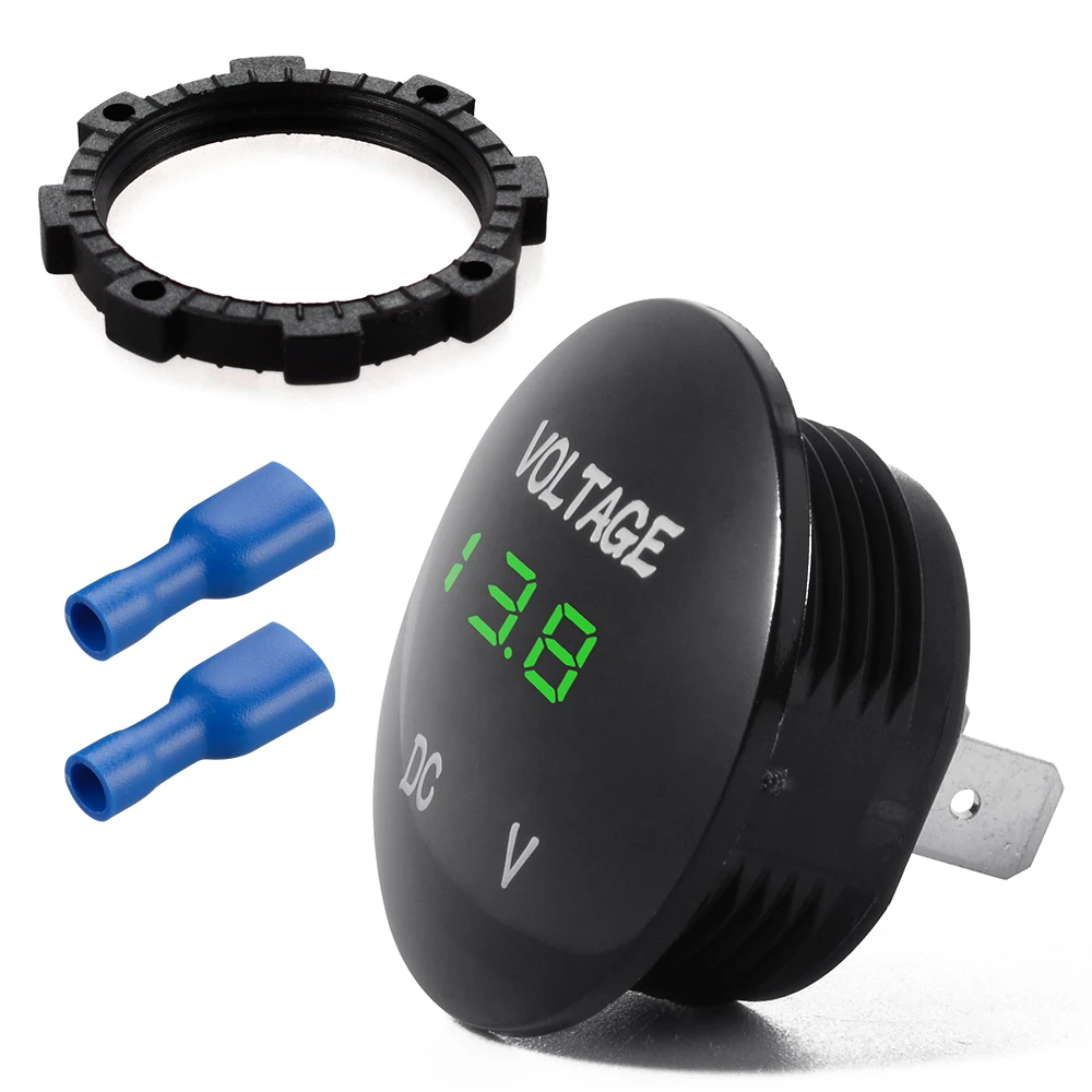 

DC 12V-24V Red Waterproof LED Digital Display Voltmeter Socket for Vehicle Motorcycle Car Round Panel Voltage Meter Gauge Tester