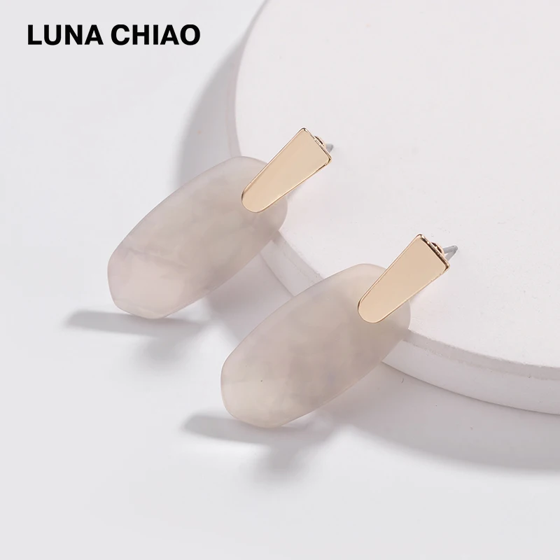 LUNA CHIAO 2019 Spring New Arrival Bijoux Accessory Geometric Metal Resin Acrylic Board Shell Fashion Drop Earrings for Women