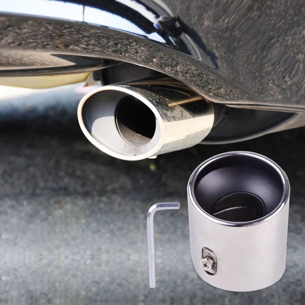 beler 1Pc 304 STAINLESS STEEL EXHAUST TAIL REAR MUFFLER TIP PIPE for