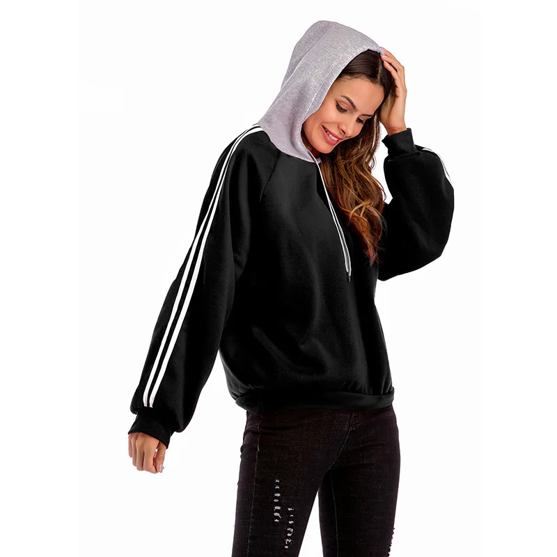 

Hoodeds Women Streetwears Hoodies Pullover Trendsetter Autumn Striped Fit Kpop Fashion Street dress Hats Tracksuit MOOWNUC MWC