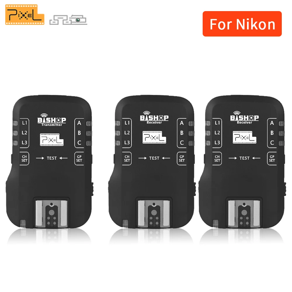 

Pixel Bishop Wireless Flash Trigger Shutter Release Remote Control Grouping Speedlite 1pcs Transmitter & 2pcs Receiver For Nikon