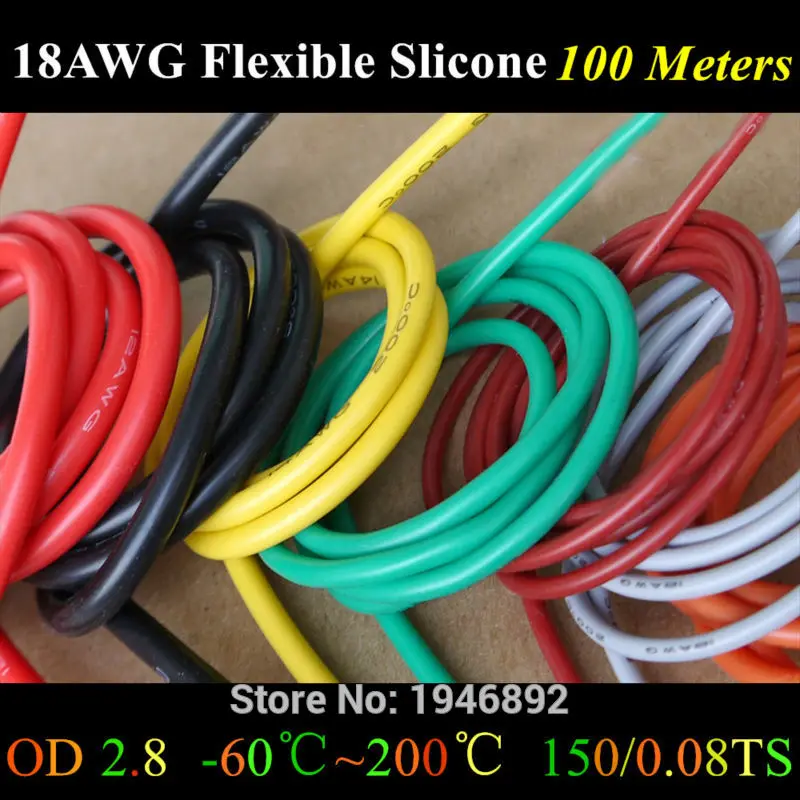 328ft 100 метров 18AWG Гибкая силиконовая резиновая проволока луженая медная линия RC