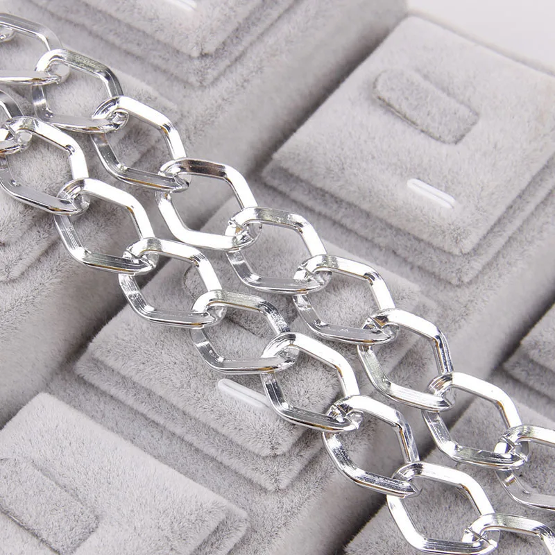 

1.5x2.8x14.4x19.2mm Silver Rhombus Necklace Chain Twisted Curb Chains Bulk Fit Bracelets Open Link Chain DIY Jewelry Making