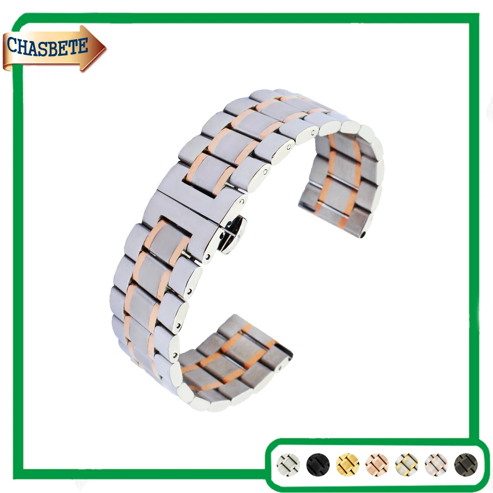 

Stainless Steel Watch Band for Cartier 20mm 22mm Quick Release Metal Strap Belt Wrist Loop Bracelet Black Silver Gold + Pin