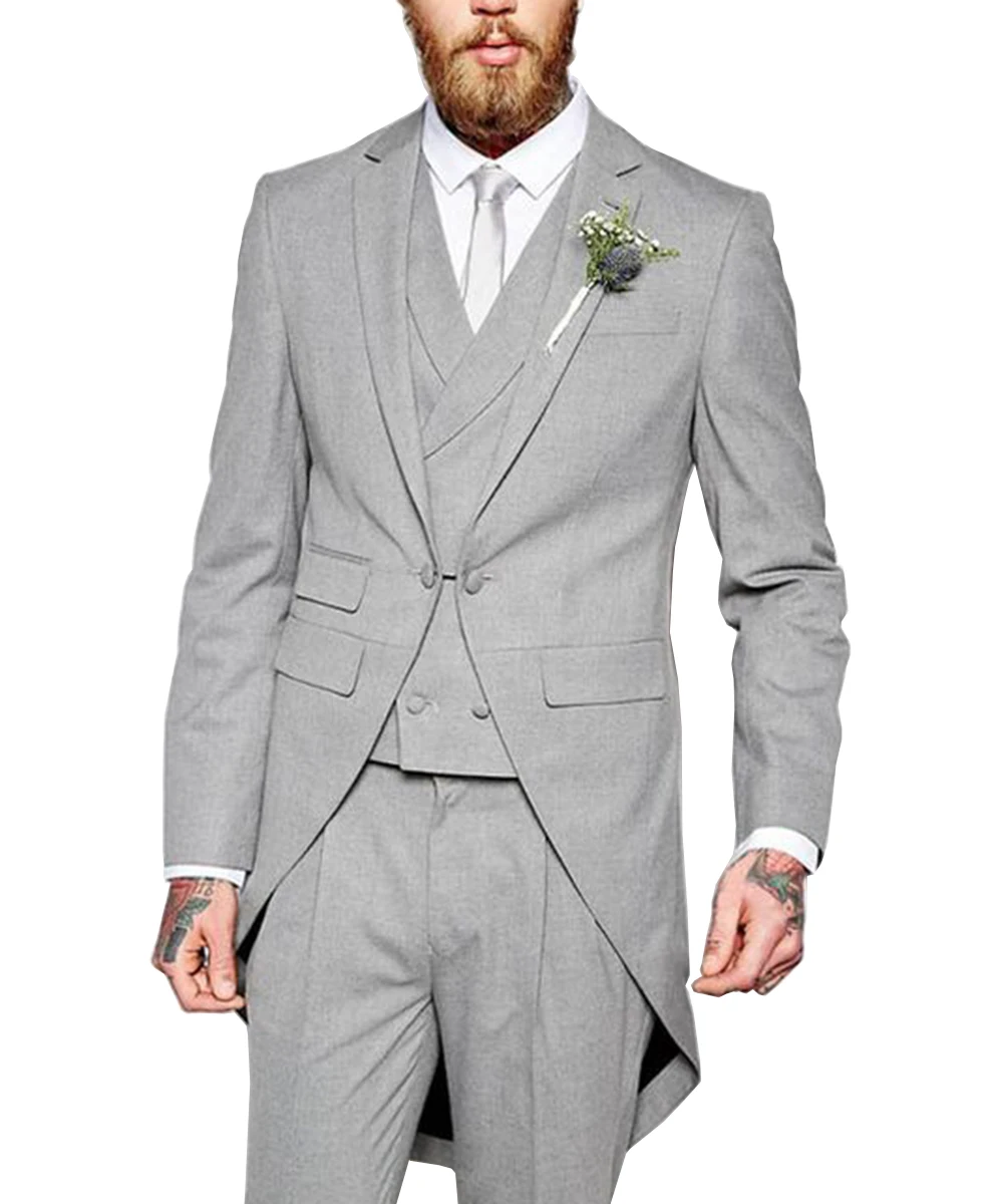 Мужской костюм-тройка, приталенный серый/синий/черный костюм, деловой пиджак жениха, смокинги для свадьбы, выпускного вечера (Блейзер +