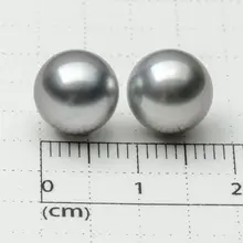 Пара блестящая Круглый Серый ЮЖНОГО МОРЯ Tahitian культивированный свободные перла неразбуренные 9 мм