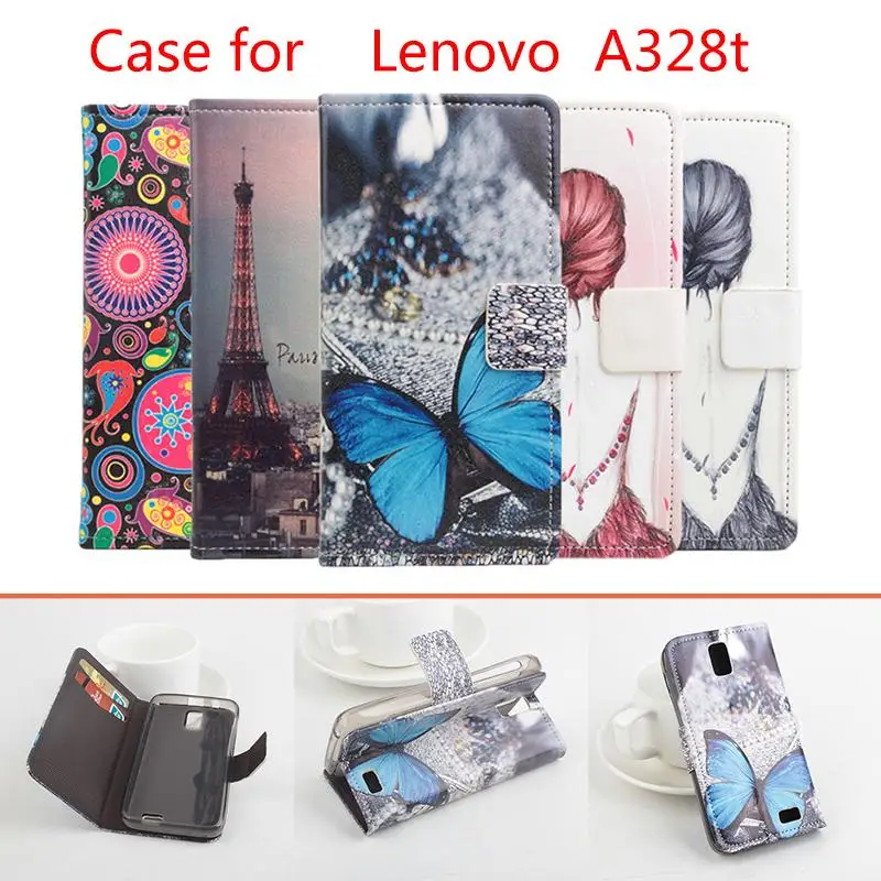 

Crazy Horse Leather Case For Lenovo A328t Retro Vintage Wallet Phone Cover Cases with Stand and Card Holder