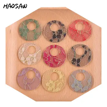 

HAOSAW Choose 6Pcs/Lot Acetic Acid Charm/Gold Lines Lace/Hollow Round Charm/DIY Jewelry Making/HandMade/Earring Findings