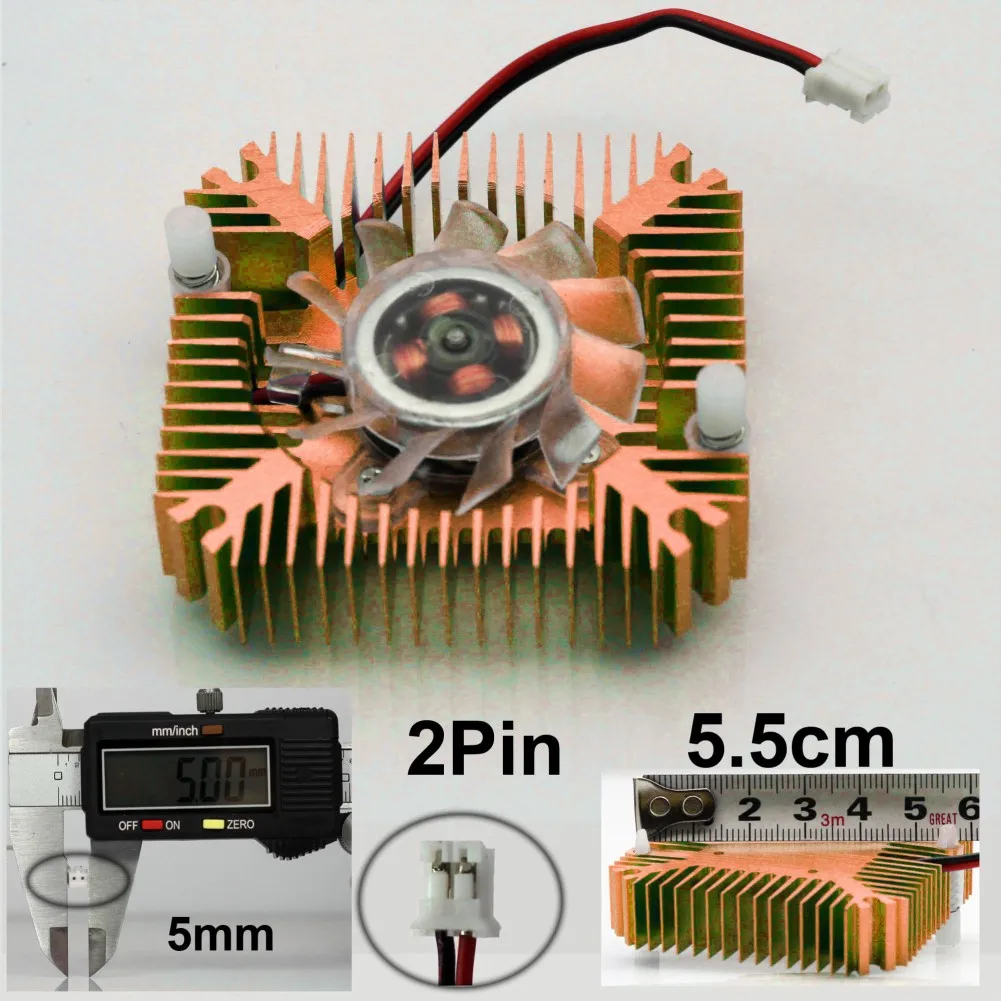 2016 New Water Cooler Cpu Cooler 55mm 2 Pin Fan Cooling Fanheatsink For