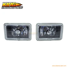 Universal Front Square Halo Headlight Driving Lamp Clear Lens H4 Bulb 6×4 USA Domestic Free Shipping