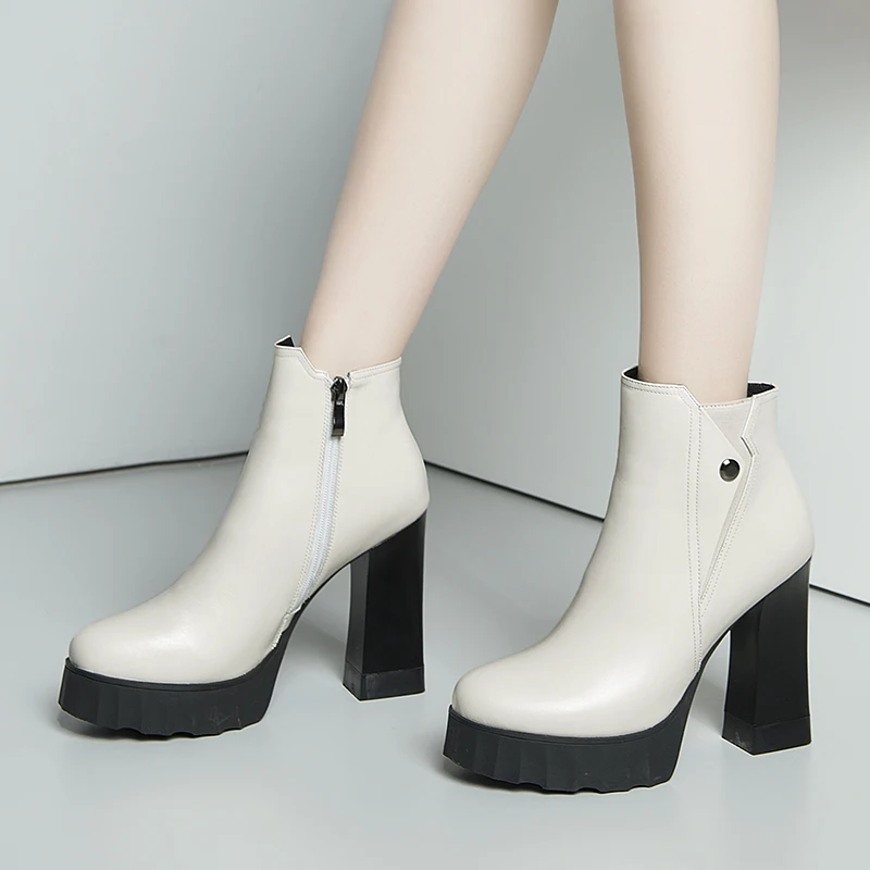 

VALLU Brand Super High Heel Women Boots Fashion Luxury Lady Party Booties Natural Leather Female Footwear Europe Ankle Shoes