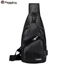 Зарядка через usb для мужчин, Подростковый нагрудный пакет, кожаная сумка на плечо, сумка через плечо, сумка на молнии, пояс для живота, Сумка с защитой от вора, нагрудная сумка