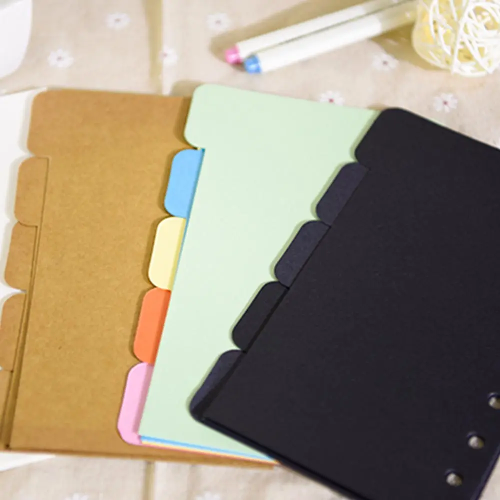 

Colorful thick paper Separator Rings Notebook 6 hole Index Page A5 A6 Loose Leaf Diary Categories Clapboard journal