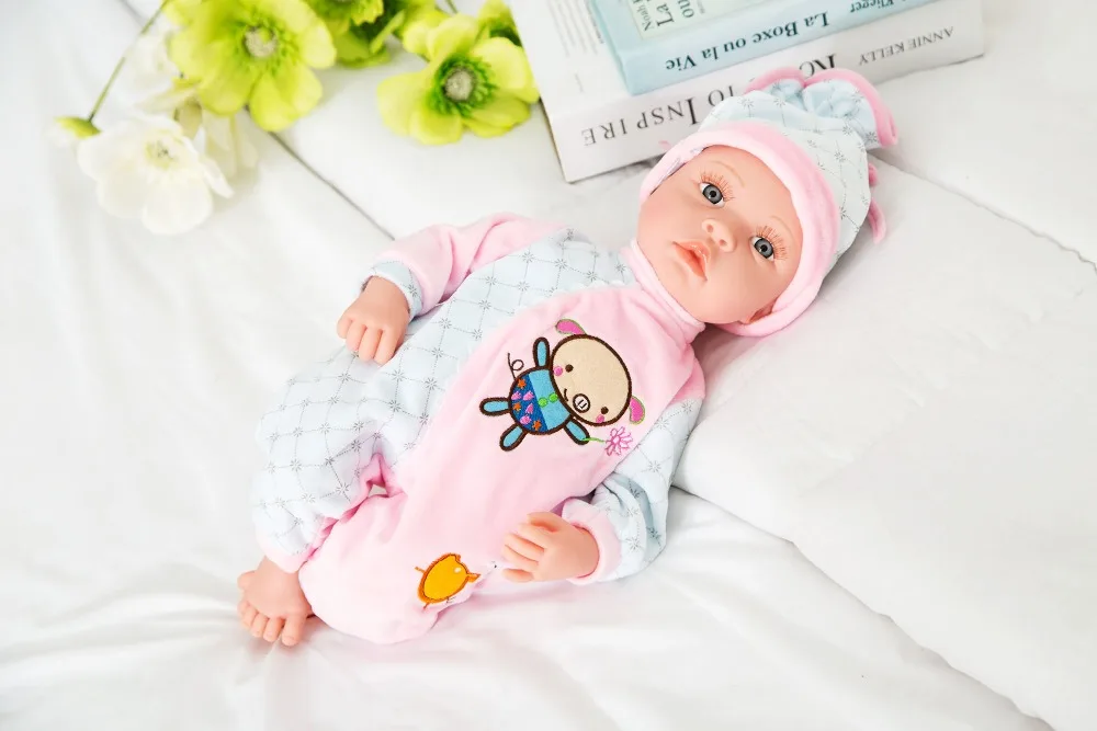 19 дюймов Reborn Baby Doll Силиконовые конечности хлопок тело мягкая резина Моделирование ручной работы Reborn игрушки для детей