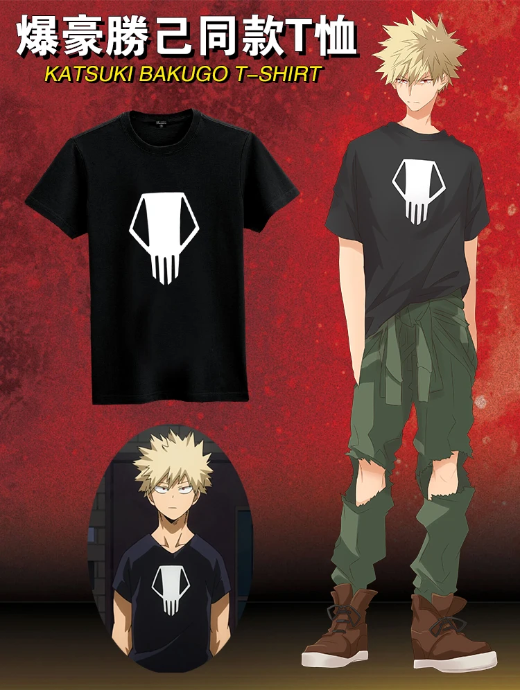 Футболка с короткими рукавами в стиле аниме My Hero academic Bakugou Katsuki одежда уличном