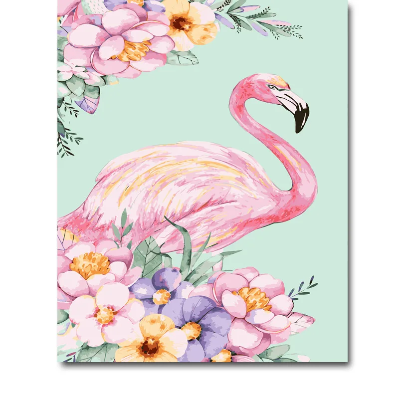 

Framed Oil Paint DIY Painting By Numbers flamingo animal Coloring By Numbers Colorful Animals Home Decoration 40*50cm