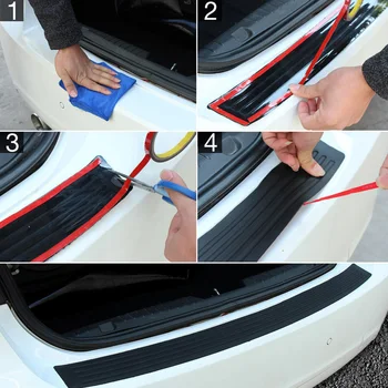 

Car Trunk Rear Bumper Sill/Protector Plate Rubber Cover Guard Pad Moulding Trim~