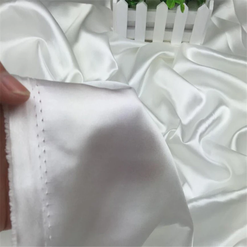 Off Белый сатин ткань высокое качество для Свадебные украшения