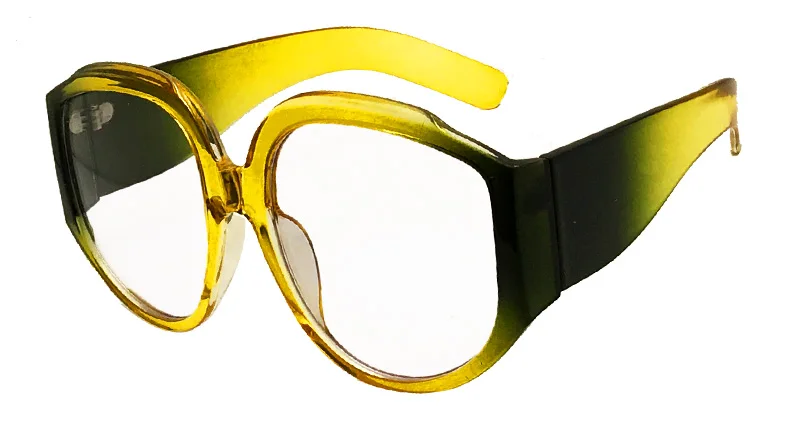 SHAUNA Новое поступление большие женские круглые солнцезащитные очки модные женские оливковые очки в зеленой оправе UV400 - Цвет линз: Yellow Clear