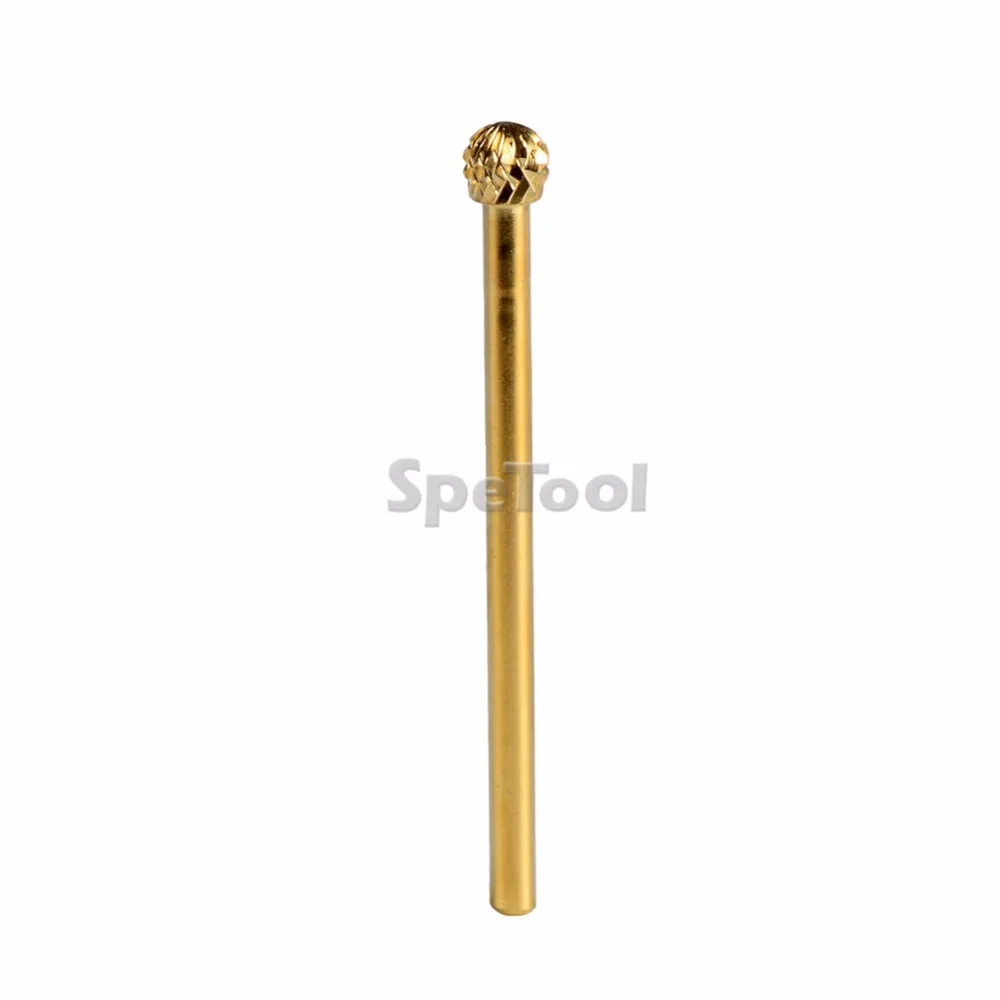 SpeTool Gold Plated Tungsten Carbide Nail Drill Bit Ball Shape Tip