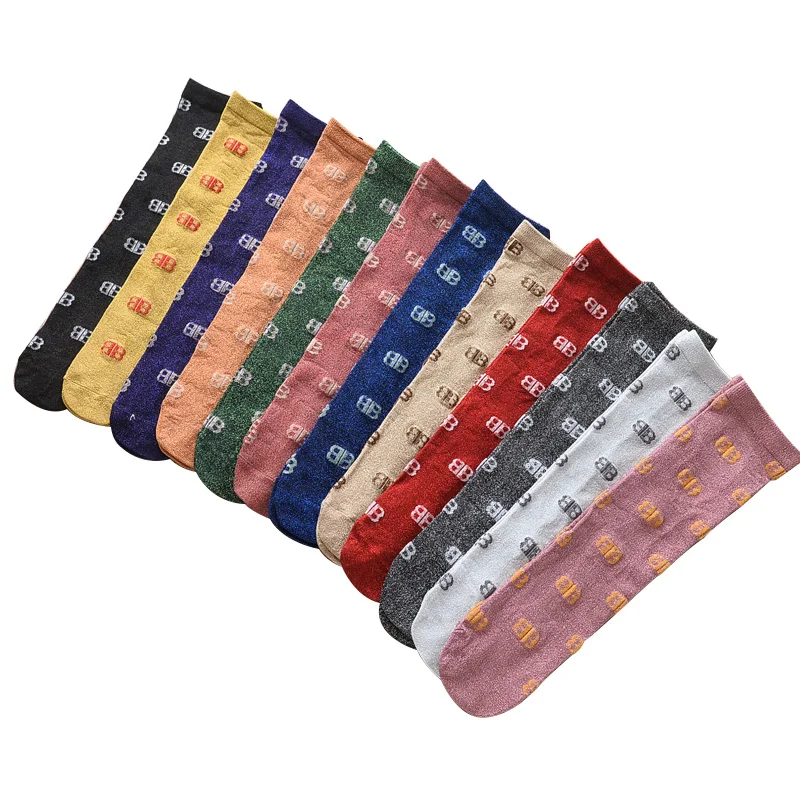 Продажа Детская Девушки котята Буква B чулки для девочек бедра до колена носки половина кучи яркие носки 12 цветов 3 12Years TZ05