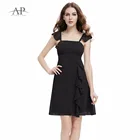 Save 5.39 on Summer Dress Women's Chiffon Backless Black Casual White Grey Girl Alisa Pan HE03337 Falbala Ruffles Brand Style Party Dresses