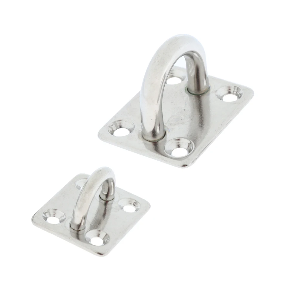 2Pcs Heavy Duty 304 Stainless Steel Square Pad Eye Plate Shade Sail Sailboat 5mm Boat Square Eye Plate