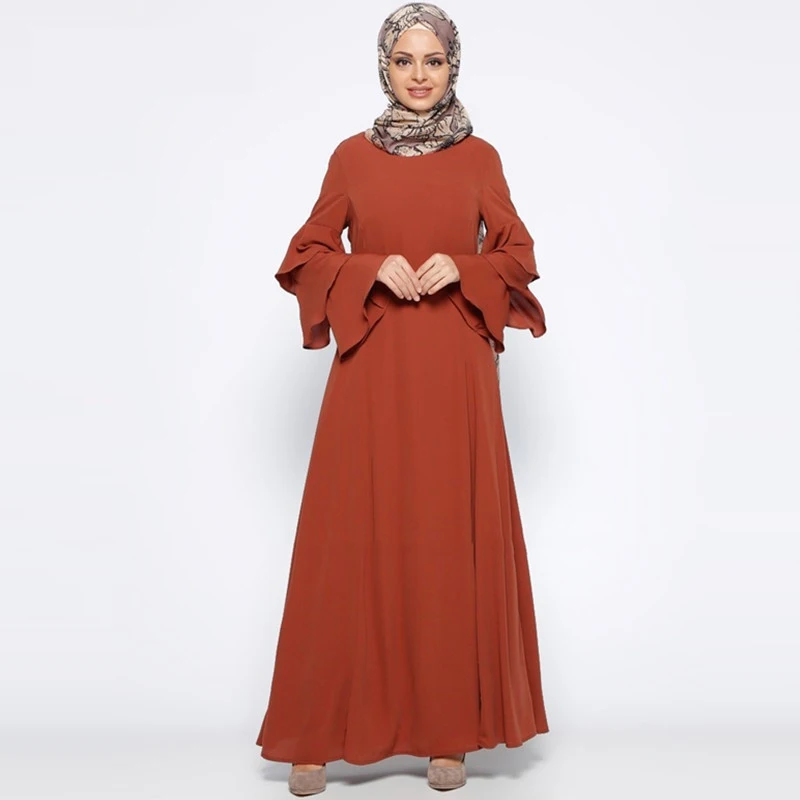 Модное мусульманское платье с длинным рукавом женское платье свободная юбка абайя в арабском стиле Дубай платье турецкая исламская одежда B8068