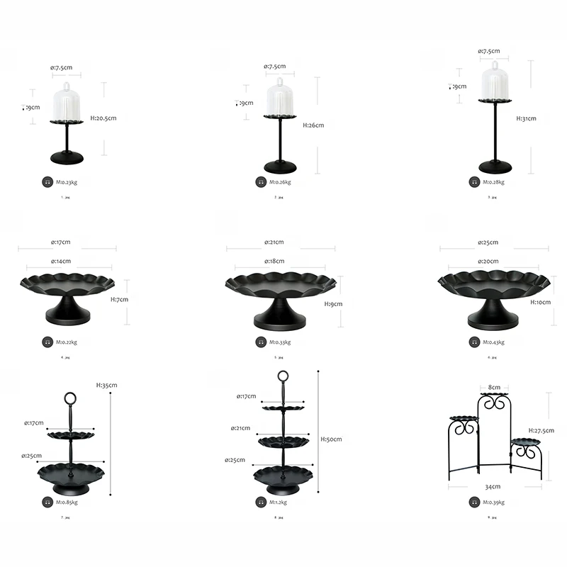 SWEETGO 1 шт Черная подставка для торта и поднос для кексов с волнистым краем Инструменты для торта украшение дома десертный стол вечерние поставщики для хранения