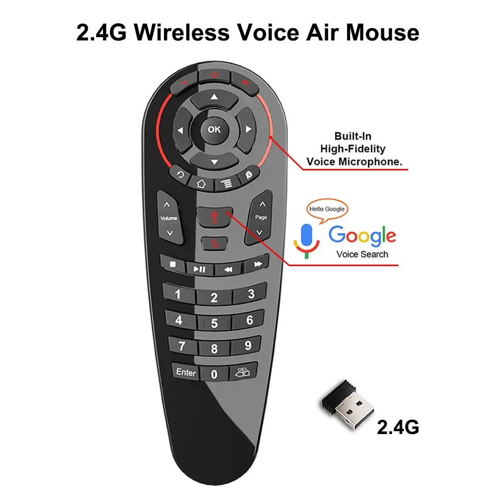 

G30 Voice Air Mouse Remote Gyroscope Wireless Voice Control 2.4G Google Assistant Voice Remote Control 6 Axis Gyroscope Air Mous